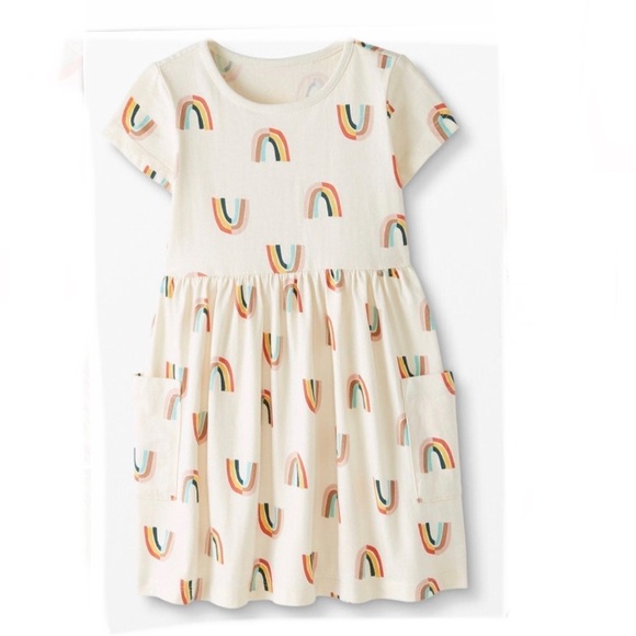 Hanna Andersson Other - Hanna Andersson Short Sleeve Print Pocket Dress Rainbow White 5T